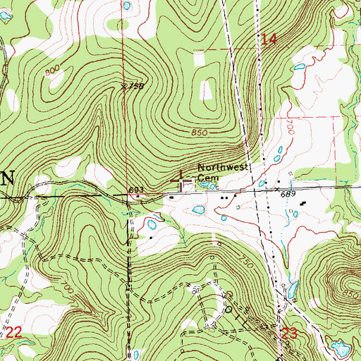 Topographic Map of Northwest Cemetery, OK