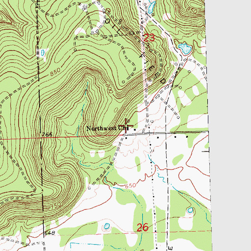 Topographic Map of Northwest Church, OK