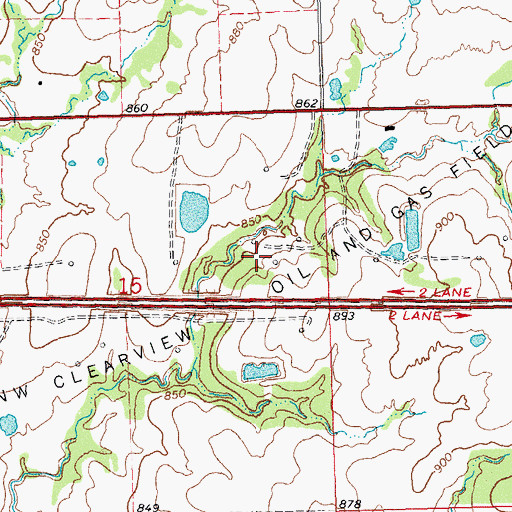 Topographic Map of Northwest Clearview Oil and Gas Field, OK
