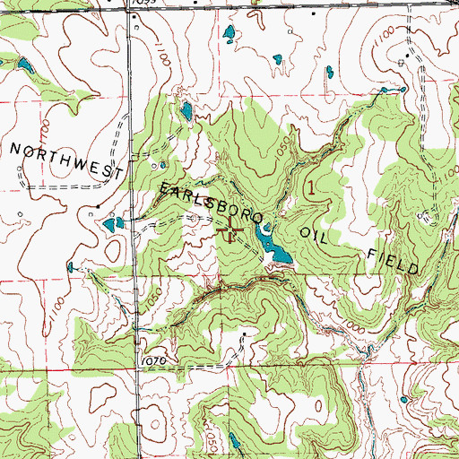 Topographic Map of Northwest Earlsboro Oil Field, OK