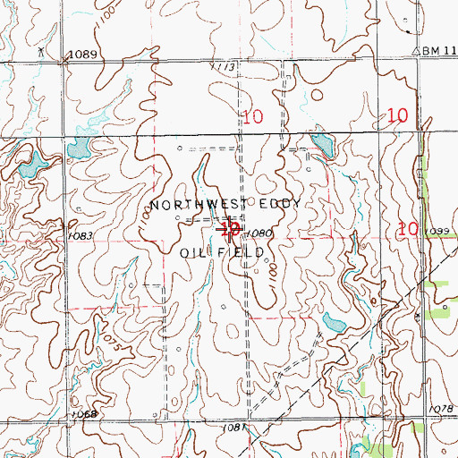 Topographic Map of Northwest Eddy Oil Field, OK