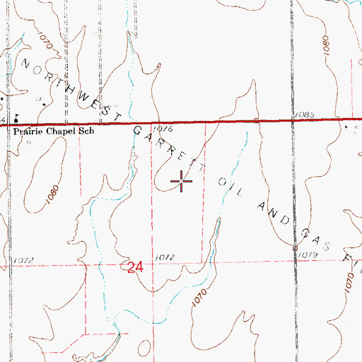 Topographic Map of Northwest Garrett Oil and Gas Field, OK