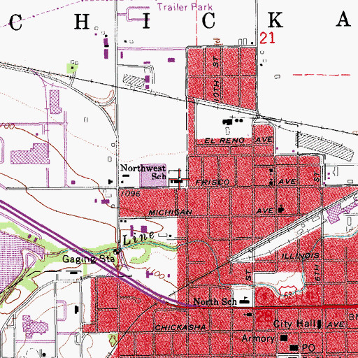 Topographic Map of Northwest School, OK