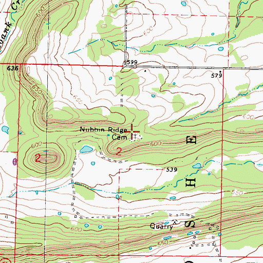 Topographic Map of Nubbin Ridge Cemetery, OK