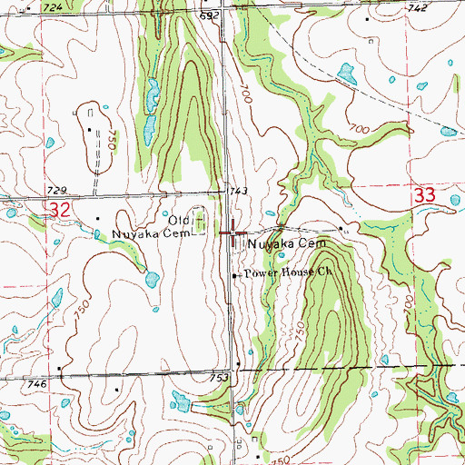 Topographic Map of Nuyaka Cemetery, OK