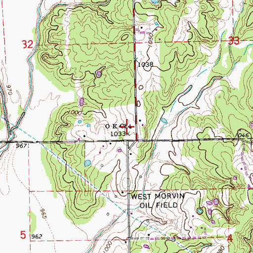 Topographic Map of O K Church, OK