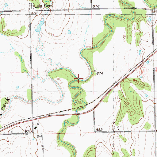 Topographic Map of Oak Creek, OK
