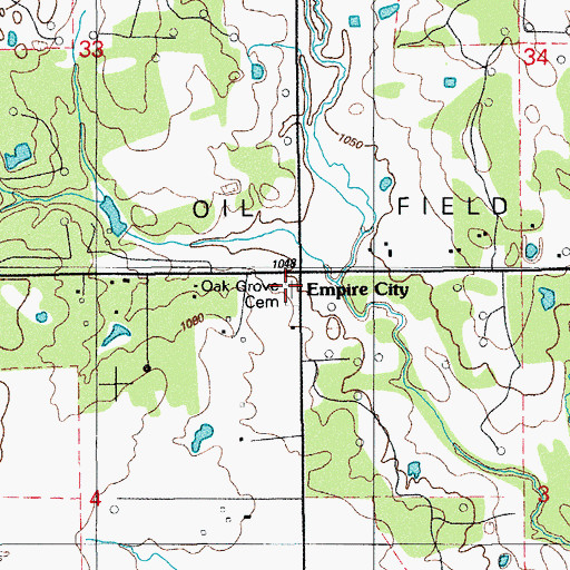 Topographic Map of Oak Grove Cemetery, OK