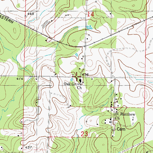 Topographic Map of Oak Grove Church, OK