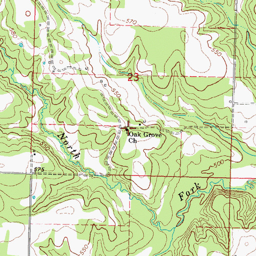 Topographic Map of Oak Grove Church, OK