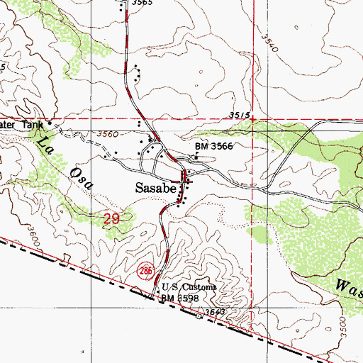 Topographic Map of Sasabe, AZ