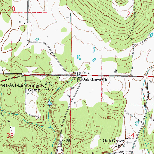 Topographic Map of Oak Grove Church, OK