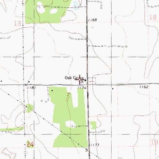 Topographic Map of Oak Grove Church, OK