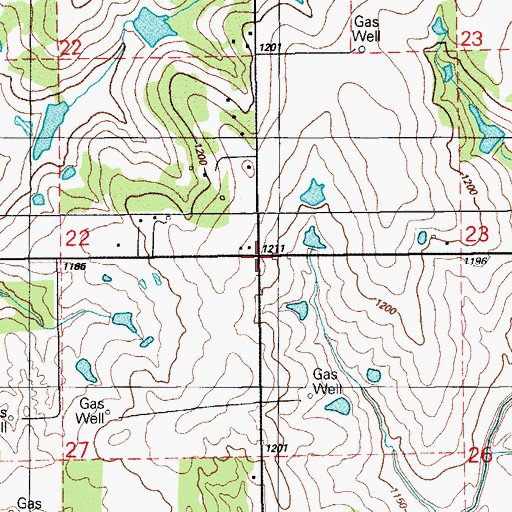Topographic Map of Oak Lawn Community Center, OK