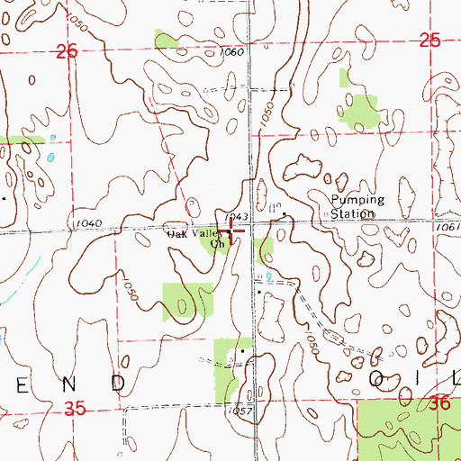 Topographic Map of Oak Valley Church, OK