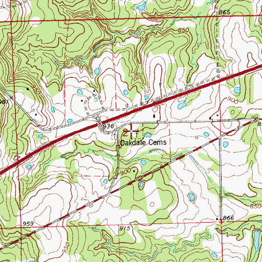Topographic Map of Oakdale Cemetery, OK