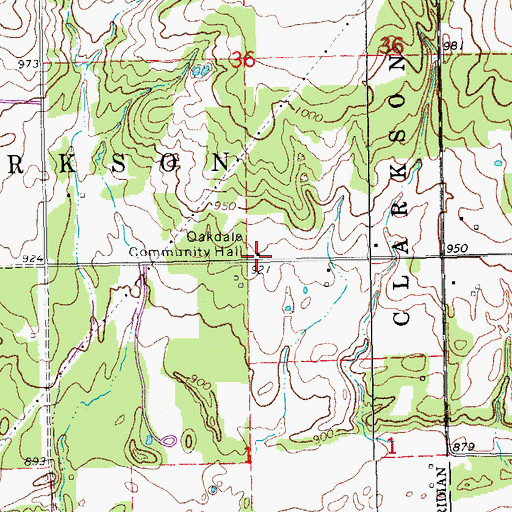 Topographic Map of Oakdale Community Hall, OK