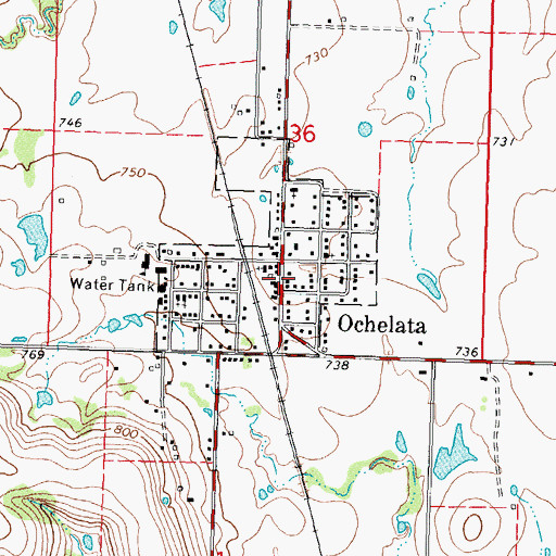 Topographic Map of Ochelata, OK