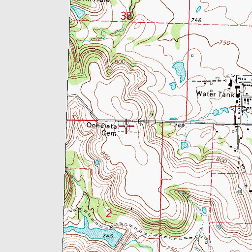 Topographic Map of Ochelata Cemetery, OK