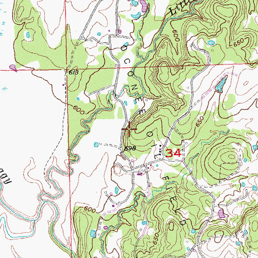 Topographic Map of Oconee Oil Field, OK