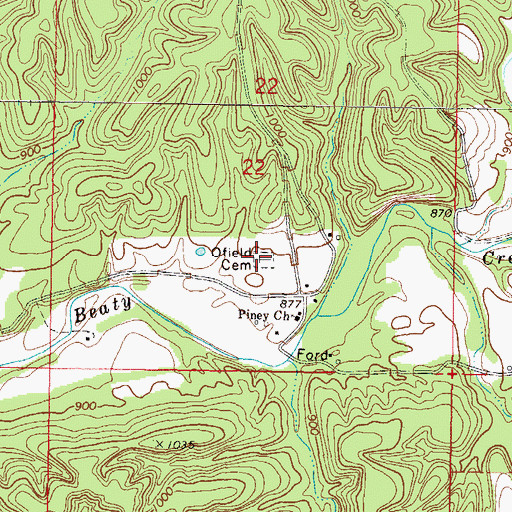 Topographic Map of O'Field Cemetery, OK