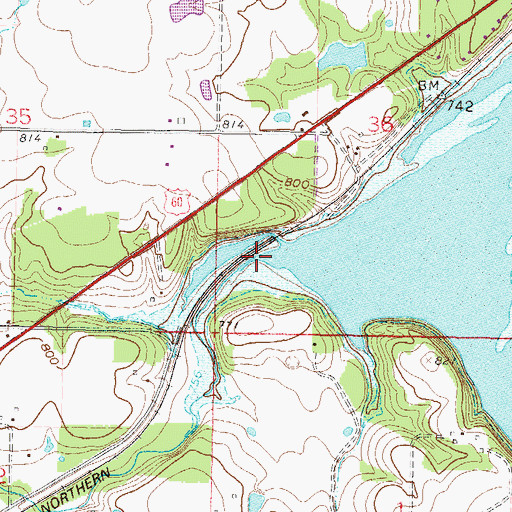 Topographic Map of Ogeechee Creek, OK