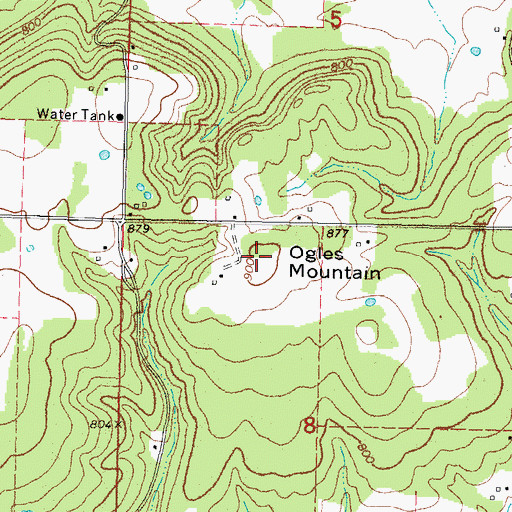 Topographic Map of Ogles Mountain, OK