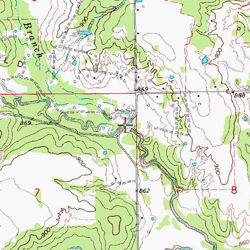 Topographic Map of Oil Branch, OK