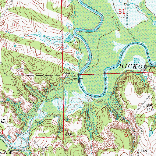 Topographic Map of Oil Creek, OK
