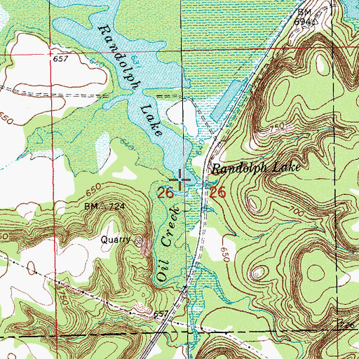 Topographic Map of Oil Creek, OK