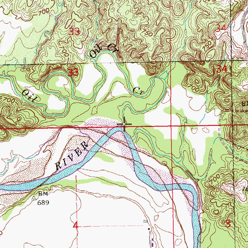 Topographic Map of Oil Creek, OK