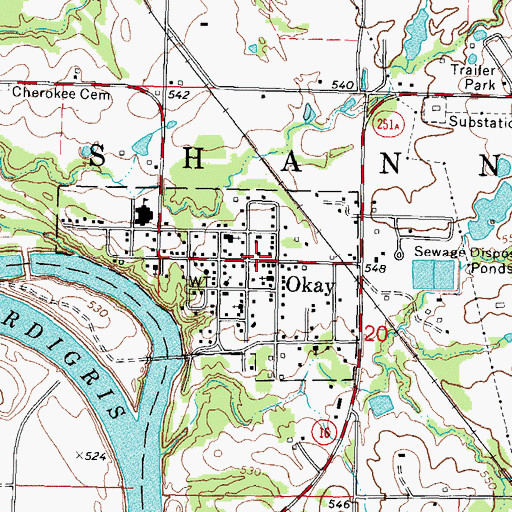 Topographic Map of Okay, OK