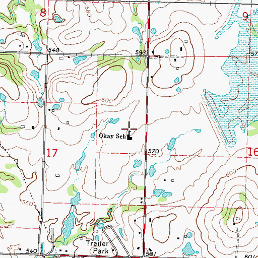 Topographic Map of Okay Elementary School, OK