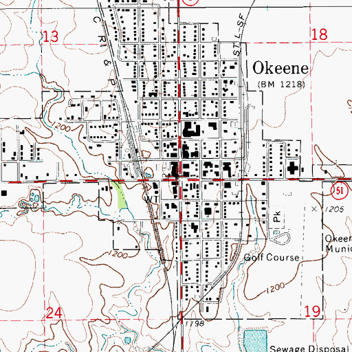 Topographic Map of Okeene, OK