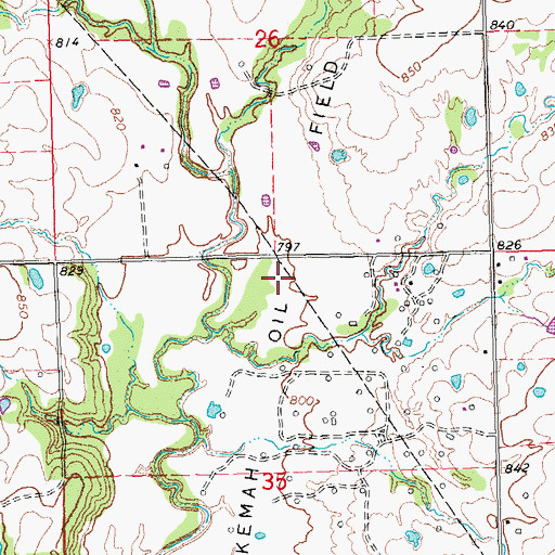 Topographic Map of Okemah Oil Field, OK