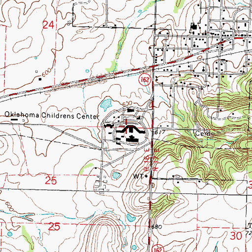Topographic Map of Jess Dunn Correctional Center, OK