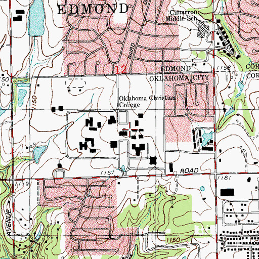 Topographic Map of Oklahoma Christian University, OK