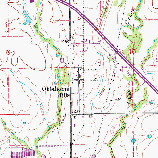 Topographic Map of Oklahoma Hills, OK