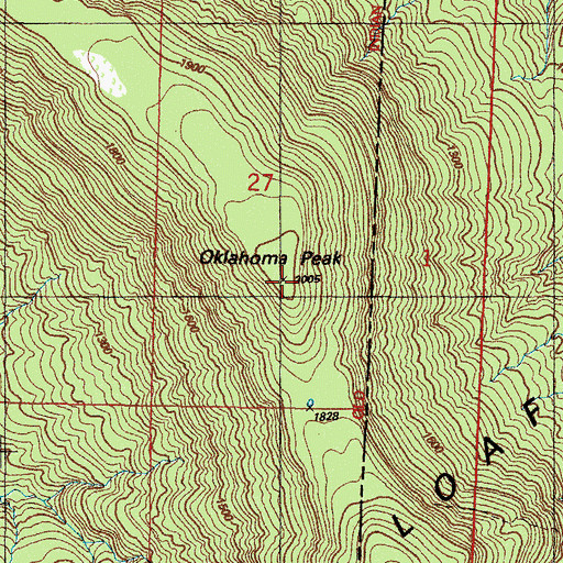 Topographic Map of Oklahoma Peak, OK