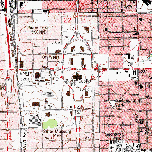 Topographic Map of Oklahoma State Capitol, OK