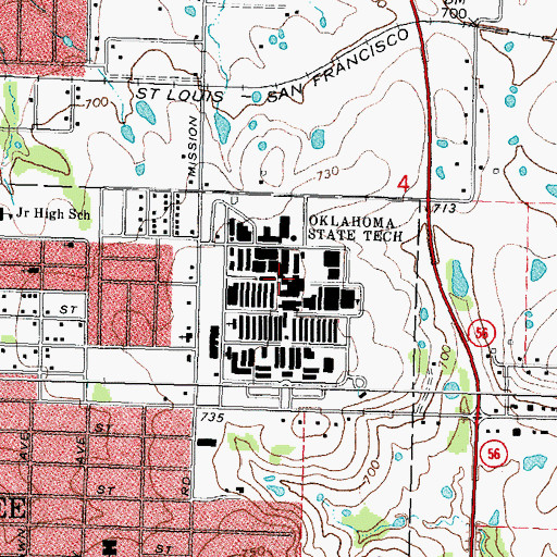 Topographic Map of Oklahoma State University Institute of Technology, OK