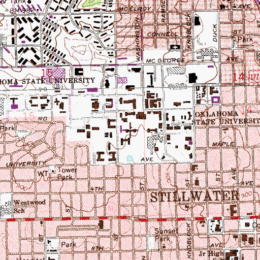 Topographic Map of Oklahoma State University Main Campus, OK