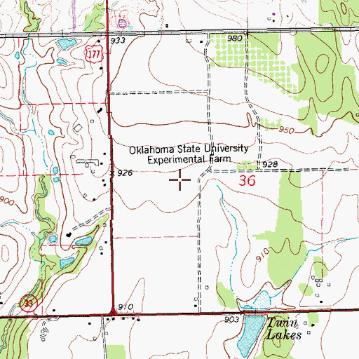 Topographic Map of Oklahoma State University Experimental Farm, OK