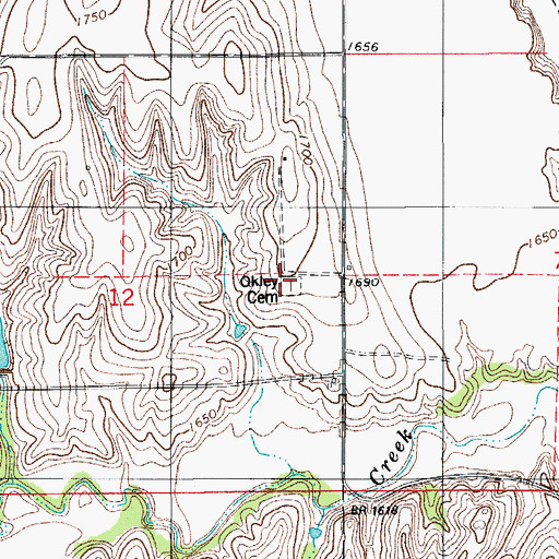 Topographic Map of Oakley Cemetery, OK