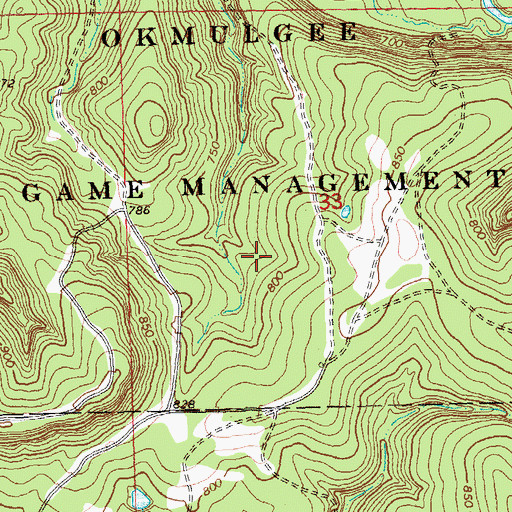 Topographic Map of Okmulgee State Game Management Area, OK