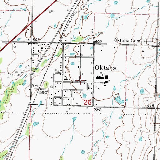 Topographic Map of Oktaha, OK