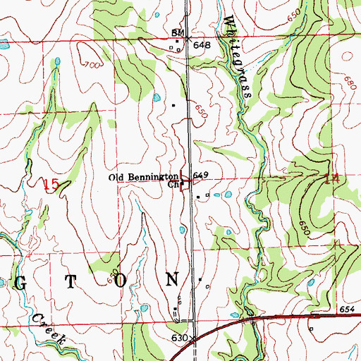 Topographic Map of Old Bennington Presbyterian Church, OK