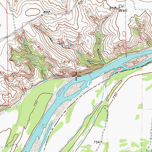 Topographic Map of Old Channel Red Creek, OK