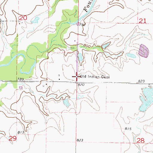 Topographic Map of Old Indian Cemetery, OK