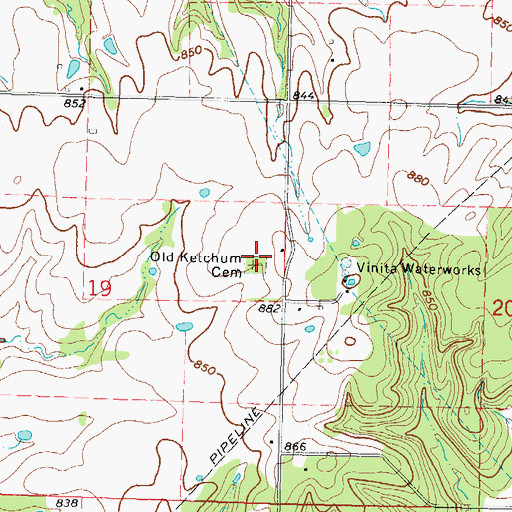 Topographic Map of Old Ketchum Cemetery, OK